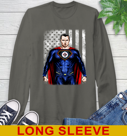 NHL Hockey Winnipeg Jets Superman DC Shirt Long Sleeve T-Shirt 10