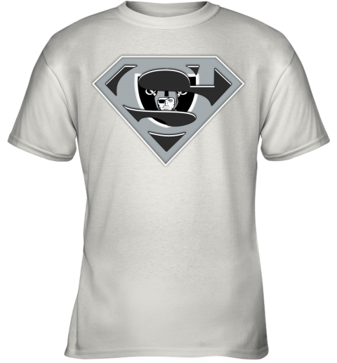 Oakland Raiders NFL LOGO Superman qwck oakland raiders nfl logo superman youth t shirt 26 front white