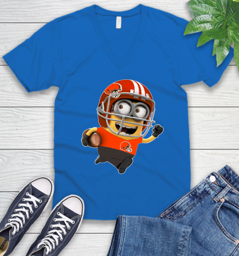 NFL Cleveland Browns Minions Disney Football Sports V-Neck T-Shirt 6