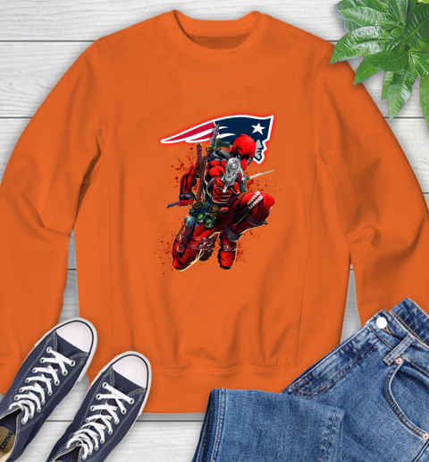 NFL Deadpool Marvel Comics Sports Football New England Patriots Sweatshirt 4