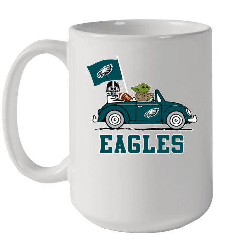 NFL Football Philadelphia Eagles Darth Vader Baby Yoda Driving Star Wars Shirt Ceramic Mug 15oz