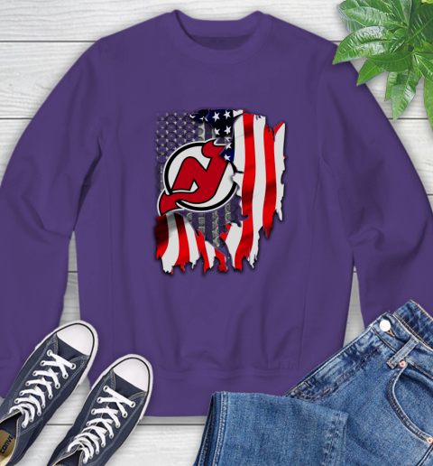 New Jersey Devils NHL Hockey American Flag Sweatshirt 4