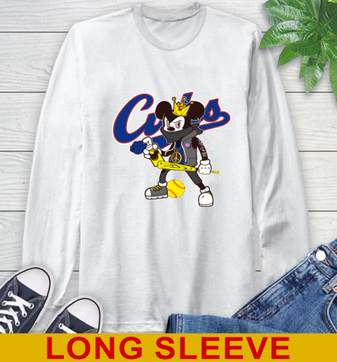 Chicago Cubs MLB Baseball Mickey Peace Sign Sports Long Sleeve T-Shirt