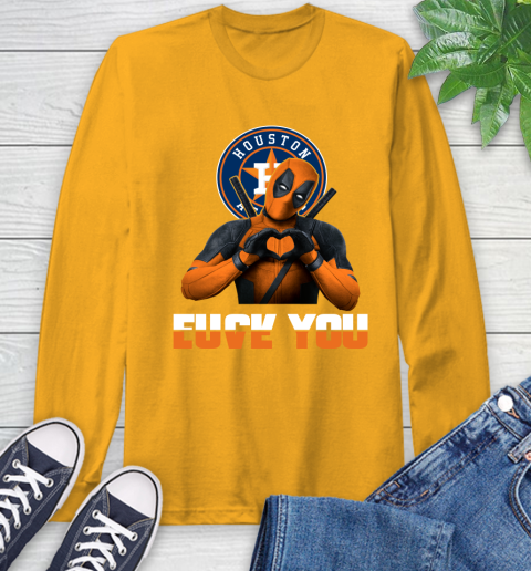 MLB Houston Astros Deadpool Love You Fuck You Baseball Sports Long Sleeve T-Shirt 2