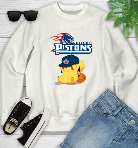 NBA Pikachu Basketball Sports Detroit Pistons Youth Sweatshirt