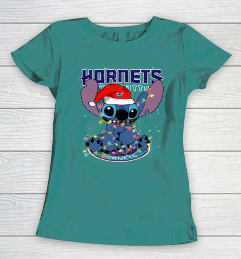 Charlotte Hornets NBA noel stitch Basketball Christmas Women's T-Shirt 10