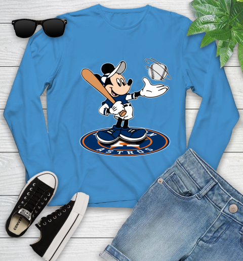 MLB Baseball Houston Astros Cheerful Mickey Disney Shirt Youth Long Sleeve 7