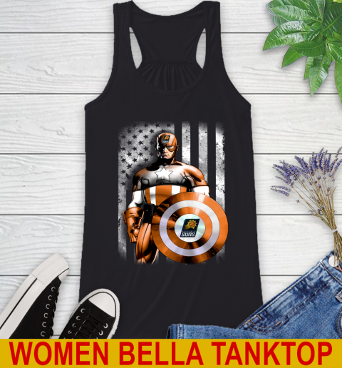Phoenix Suns NBA Basketball Captain America Marvel Avengers American Flag Shirt Racerback Tank