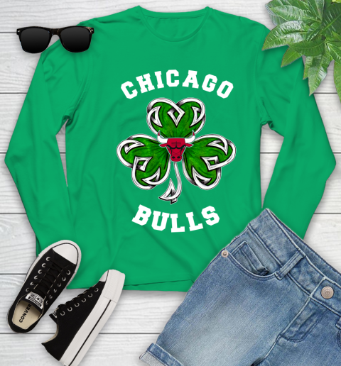 NBA Chicago Bulls Three Leaf Clover St Patrick's Day Basketball Sports Youth Long Sleeve 7