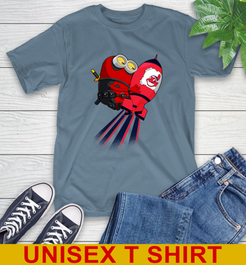 MLB Baseball Cleveland Indians Deadpool Minion Marvel Shirt T-Shirt - Image 9