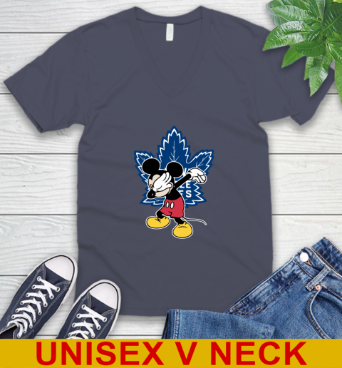 Toronto Maple Leafs NHL Hockey Dabbing Mickey Disney Sports V-Neck T-Shirt 8
