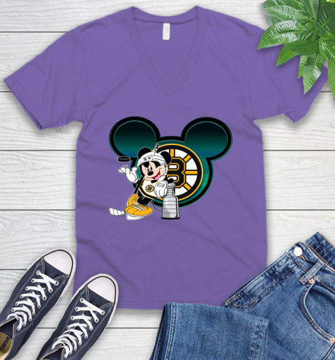 NHL Boston Bruins Stanley Cup Mickey Mouse Disney Hockey T Shirt V-Neck T-Shirt 10
