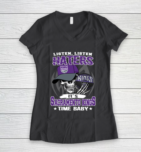 Listen Haters It is KINGS Time Baby NBA Women's V-Neck T-Shirt 6