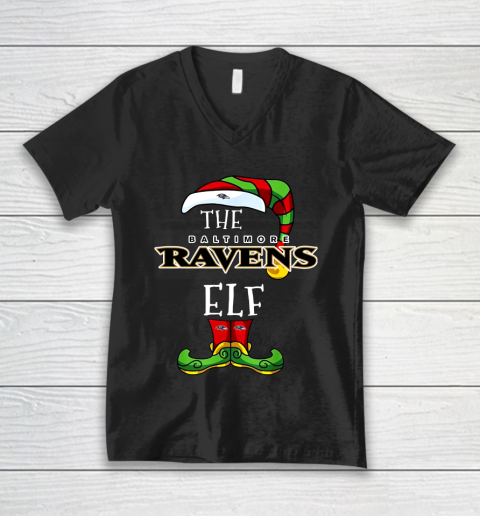 Baltimore Ravens Christmas ELF Funny NFL V Neck T Shirt Tee For Sports