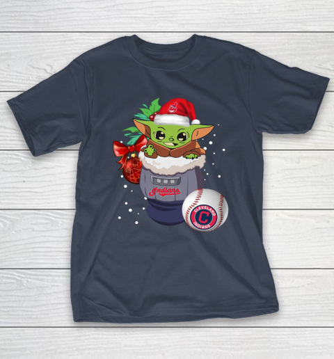 Cleveland Indians Christmas Baby Yoda Star Wars Funny Happy MLB T-Shirt 5