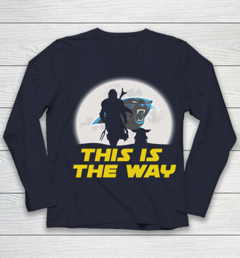 Carolina Panthers NFL Football Star Wars Yoda And Mandalorian This Is The Way Youth Long Sleeve 2
