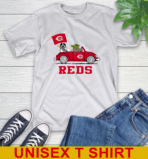 MLB Baseball Cincinnati Reds Darth Vader Baby Yoda Driving Star Wars Shirt T-Shirt 12