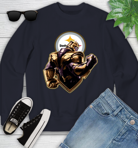 NFL Thanos Avengers Endgame Football Sports Pittsburgh Steelers Youth Sweatshirt 3