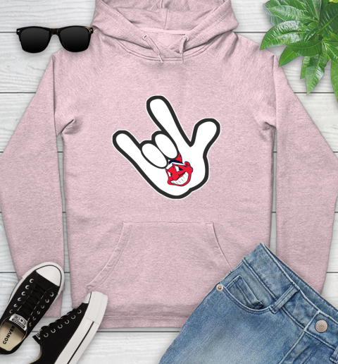 Cleveland Indians MLB Baseball Mickey Rock Hand Disney Youth Hoodie 10