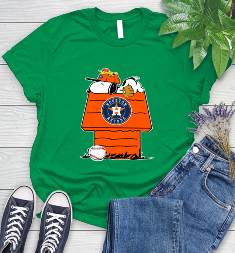 MLB Houston Astros Snoopy Woodstock The Peanuts Movie Baseball T Shirt Women's T-Shirt 6