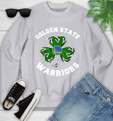 NBA Golden State Warriors Three Leaf Clover St Patrick's Day Basketball Sports Youth Sweatshirt 3