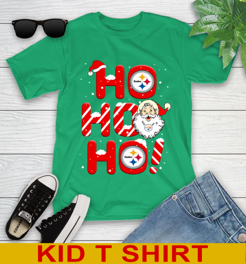 Pittsburgh Steelers NFL Football Ho Ho Ho Santa Claus Merry Christmas Shirt Youth T-Shirt 7