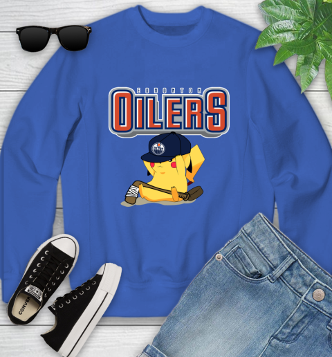 NHL Pikachu Hockey Sports Edmonton Oilers Youth Sweatshirt 8