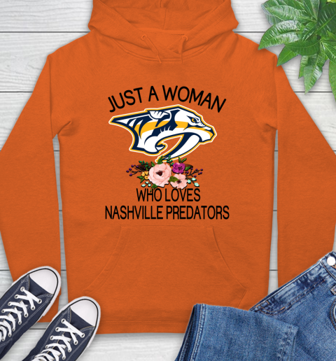 NHL Just A Woman Who Loves Nashville Predators Hockey Sports Hoodie 3