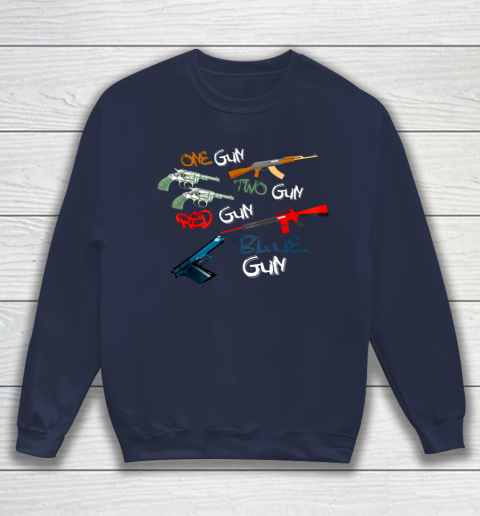 One Gun Two Gun Red Gun Blue Gun Funny Sweatshirt 2