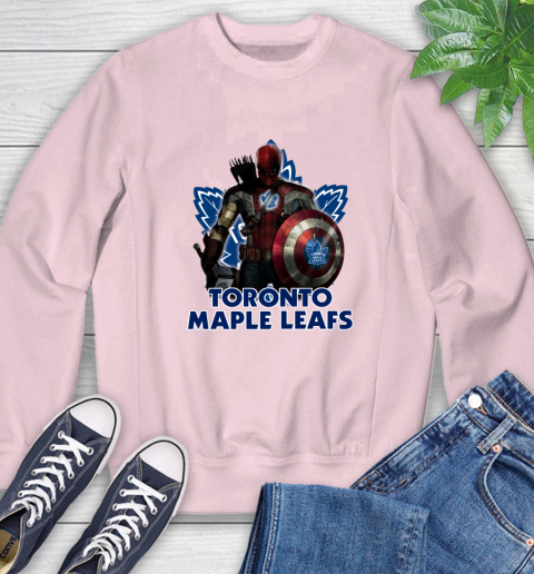 NHL Captain America Thor Spider Man Hawkeye Avengers Endgame Hockey Toronto Maple Leafs Sweatshirt 9