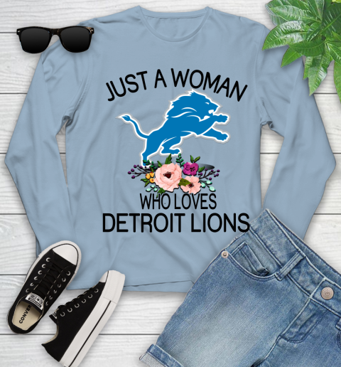 NFL Just A Woman Who Loves Detroit Lions Football Sports Youth Long Sleeve 6