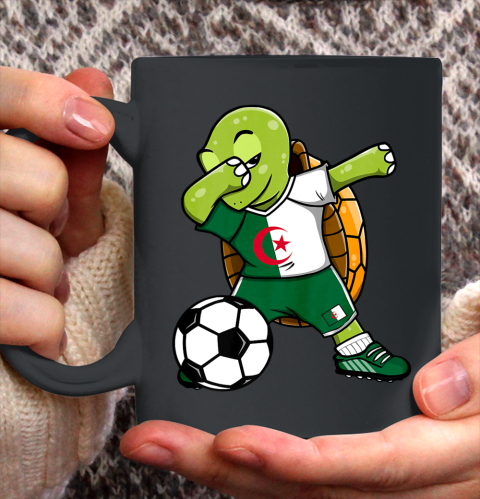 Dabbing Turtle Algeria Soccer Fans Jersey Algerian Football Ceramic Mug 11oz