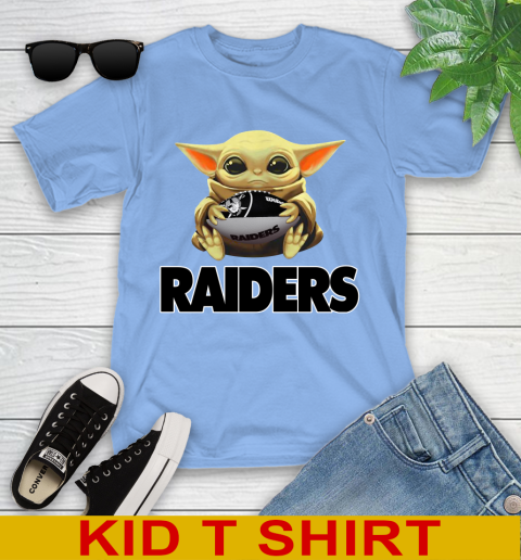 NFL Football Oakland Raiders Baby Yoda Star Wars Shirt Youth T-Shirt 11