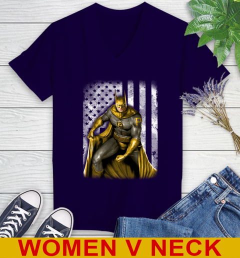 Pittsburgh Pirates MLB Baseball Batman DC American Flag Shirt Women's V-Neck T-Shirt 3