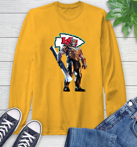 NFL Thanos Gauntlet Avengers Endgame Football Kansas City Chiefs Long Sleeve T-Shirt 3