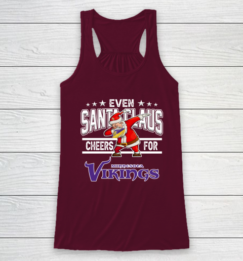 Minnesota Vikings Even Santa Claus Cheers For Christmas NFL Racerback Tank 2