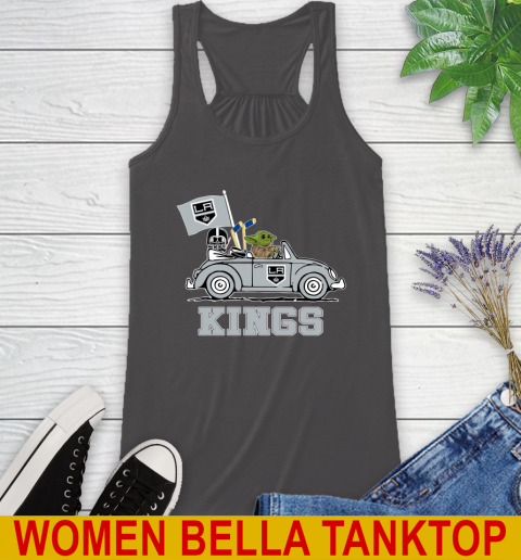 NHL Hockey Los Angeles Kings Darth Vader Baby Yoda Driving Star Wars Shirt Racerback Tank 12