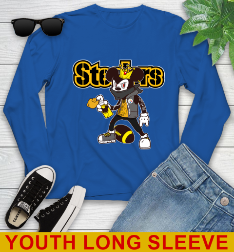 Pittsburgh Steelers NFL Football Mickey Peace Sign Sports Youth Long Sleeve 11 Pittsburgh Steelers NFL Football Mickey Peace Sign Sports Youth Long Sleeve - Image 11