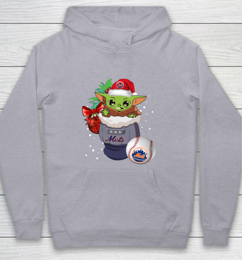 New York Mets Christmas Baby Yoda Star Wars Funny Happy MLB Youth Hoodie 5