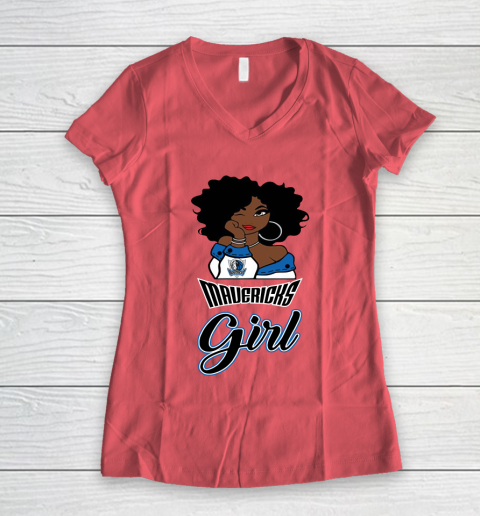 Dallas Mavericks Girl NBA Women's V-Neck T-Shirt 6