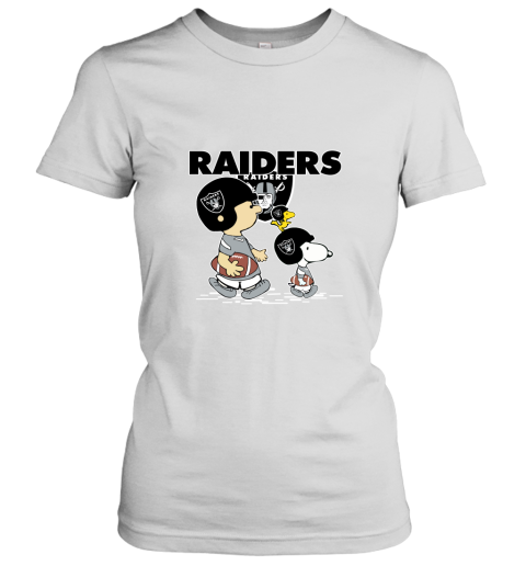 Oakland Raiders Let's Play Football Together Snoopy NFL Women's T-Shirt