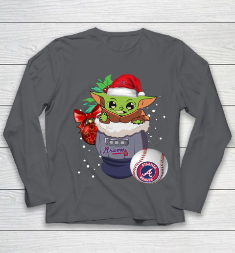 Atlanta Braves Christmas Baby Yoda Star Wars Funny Happy MLB Youth Long Sleeve 8