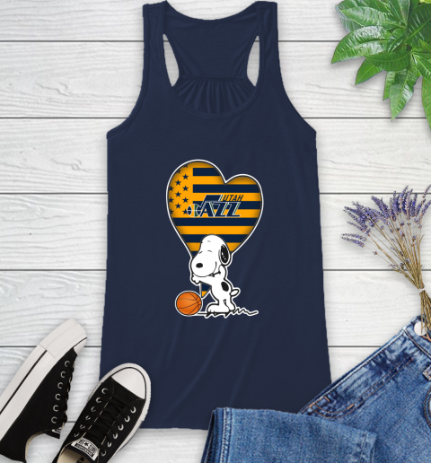 Utah Jazz NBA Basketball The Peanuts Movie Adorable Snoopy Racerback Tank 10
