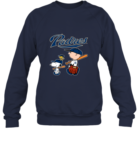 25uo san diego padres lets play baseball together snoopy mlb shirt sweatshirt 35 front navy