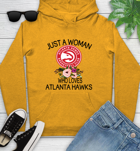 NBA Just A Woman Who Loves Atlanta Hawks Basketball Sports Youth Hoodie 2
