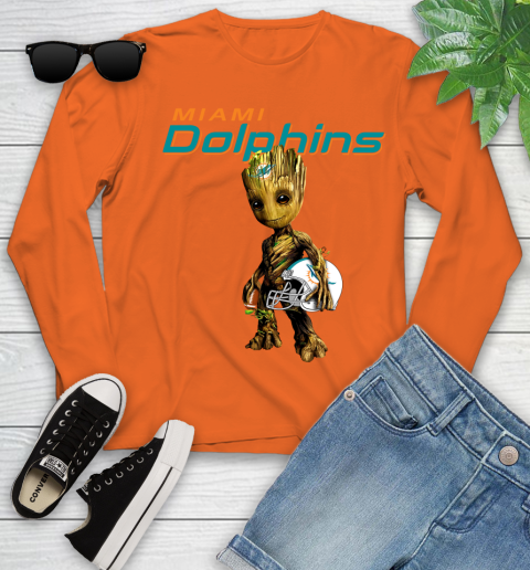 Miami Dolphins NFL Football Groot Marvel Guardians Of The Galaxy Youth Long Sleeve 4