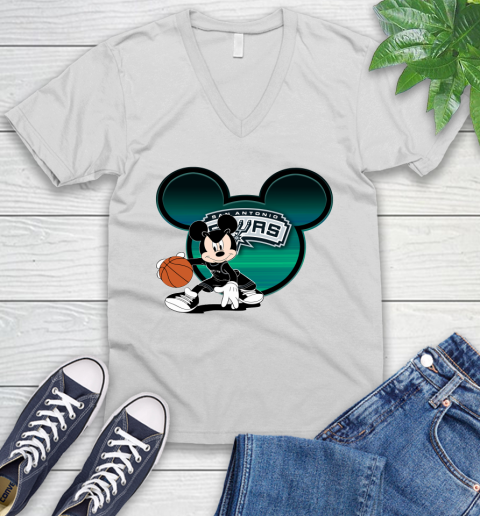 NBA San Antonio Spurs Mickey Mouse Disney Basketball V-Neck T-Shirt