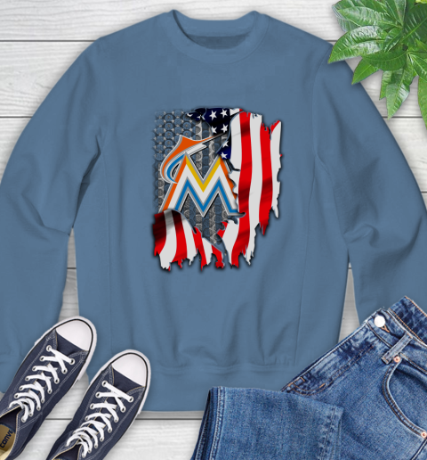 Miami Marlins MLB Baseball American Flag Sweatshirt 8