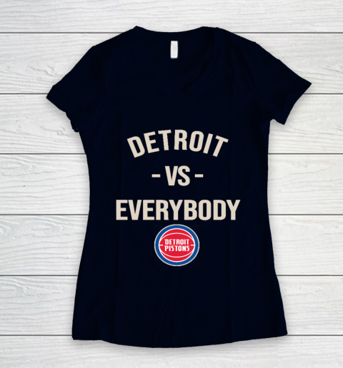 Detroit Pistons Vs Everybody Women's V-Neck T-Shirt 2
