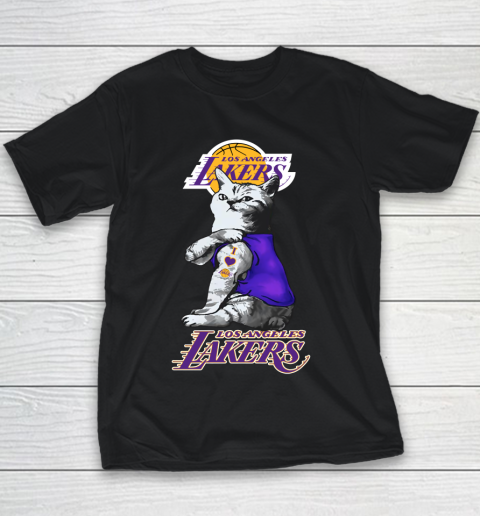 NBA Basketball My Cat Loves Los Angeles Lakers Youth T-Shirt
